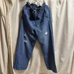 Samansa Mos2 blue デニムパンツ ダメージ加工 フリーサイズのサムネイル