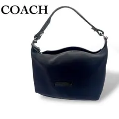 COACH ブラック ハンドバッグ アクセサリーポーチ ロゴプレート BLACK