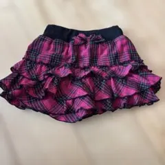 フリル付き　ピンクチェック　120 短パン　スカート