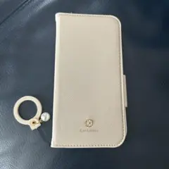 アイボリー 手帳型iPhone14ケース ストラップ付き