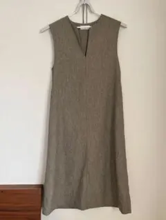 【値下げ】SLOBE IENA PEヘリンボーンキーネックワンピース ベージュ