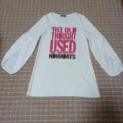 長袖 ロングTシャツ カットソー ロゴ チュニックワンピース　Mサイズ