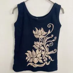 アイスブルー ICE BLUE タンク M 綿100% ロータス 紺色