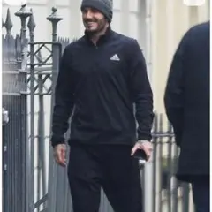ベッカム着用　adidas ハーフジップ ジャージ ブラック　黒　ランニングコア
