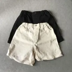 ユニクロ イージーカラー ショートパンツ オフ白 黒 150 2枚セット