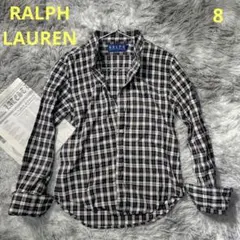ラルフローレン　レディース 長袖チェックシャツ　ボタン　黒　グレー　赤　【8】