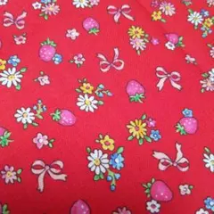 布地　苺　リボン　花　生地ハギレ