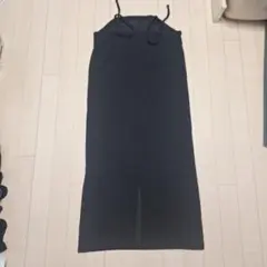 ノースリーブ ニットワンピース ブラック フリーサイズ