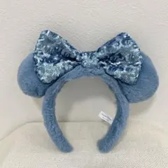 ディズニーリゾート ミニー カチューシャ ふわふわ 青 スパンコール