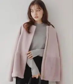 フェイクファー切替コート couture brooch M ライトピンクのサムネイル