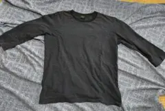 ​【L】00s オールドユニクロ 細ボーダー七分袖Tシャツ グレーのサムネイル
