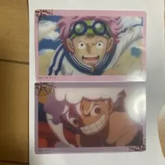 ワンピース　クリアカード　コビー　ルフィ、ニカ　カード 2枚セットガラポン C賞