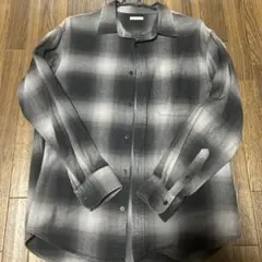 グレー ブラック チェック柄 長袖ネルシャツ