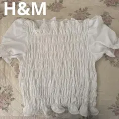 H&M ホワイト 半袖ブラウス レディース M フリルきれいめ