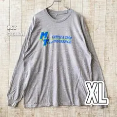長袖 両面プリント 長袖Tシャツ メンズ グレー XLサイズ MY TEAM