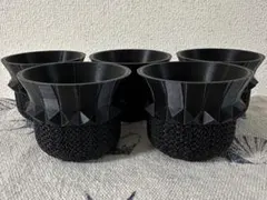 3dプリンター鉢　5個セット　2.5号鉢 ジャイロイド　メッシュ　ブラックのサムネイル