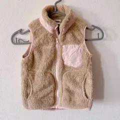 キッズ　OUTDOOR フリース　ボア　ベスト 110 ベージュ/ピンク