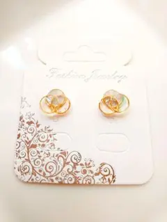 小さい丸×三連ピアス(シャドウグレー×クリア)