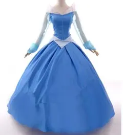 オーロラ姫風 ブルードレス プリンセス コスプレ眠れる森の美女風 イベント撮影用