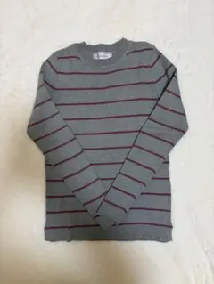 ROPÉ PICNIC グレー ピンクパープル ボーダー リブ編み長袖 38 M