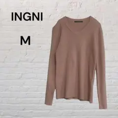 INGNI Vネックリブニット ピンク Mサイズ 長袖 シンプル 定番 春カラー
