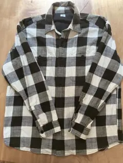 ユニクロ　ブラックホワイトチェック柄長袖シャツ XL