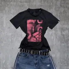 adidas y2k ピチtシャツ 半袖 平成ギャル グランジ ブラック