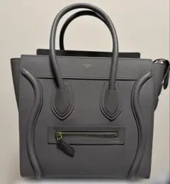 【美品】CELINE マイクロ ラゲージ ハンドバッグ カーフスキン グレー