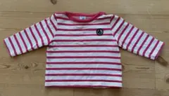 プチバトー　ピンクとうすピンクのストライプ 長袖Tシャツ　ボートネック