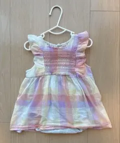 petit main マルチカラーチェックワンピース 70