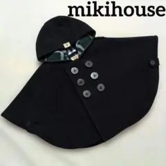 mikihouseミキハウス　フリースポンチョ　マント　コートポンチョ　チェック