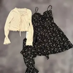 SHEIN 花柄キャミワンピース＆レースカーディガンセット