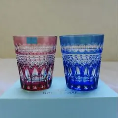 HOYA CRYSTAL 色被せ切子 ペアロックグラス [CTP030AE]