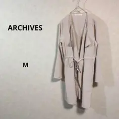 美品　アルシーヴ　ベージュ ロングカーディガン ウエスト紐付き　薄手　M 335のサムネイル