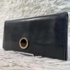 極美品✨ブルガリ　長財布　二つ折り　コローレ　サークル金具　レザー　黒