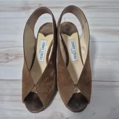 JIMMY CHOO ブラウン オープントゥ ハイヒール
