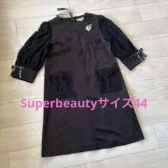 Superbeautyサイズ44ブラックレース袖 ワンピース