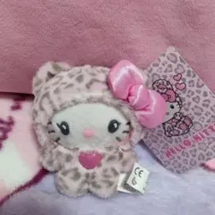 ハローキティ　ヒョウ柄ピンク　マスコットキーホルダー