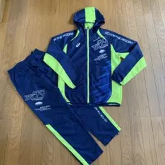 ASICS ジャケット パンツセット ネイビー/ライム