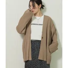 ワッシャー加工 Vネック カーディガン ベージュ　グリーン パークスのサムネイル