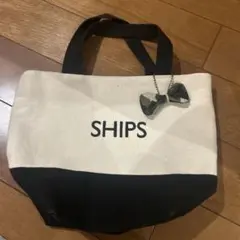 SHIPS トートバッグ ホワイト ブラック