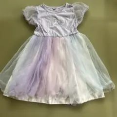 ユニコーン刺繍 薄紫グラデーションワンピース 120 着丈56cm