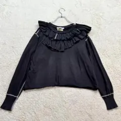 Orfeo× maturely【F】黒 長袖プルオーバー フリル襟 春秋