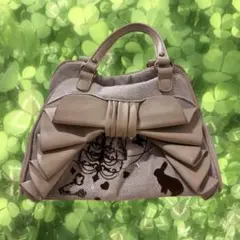axes femme 森ガールリボン付きうさぎ ハンドバッグ ベージュ