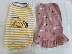 新品 犬服 ★XL　XXLサイズ 　2枚セット★ ボーダー 黄色〇ワンピ　ピンク