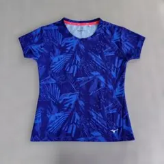 一度のみ着用 極美品 ミズノ レディースL スポーツTシャツ ナビドライ ブルー