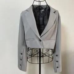 テーラードジャケット　M グレー　ショート丈　フレアスリーブ　おしゃれ