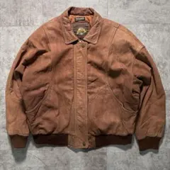 90s vtg short real leather bomber jkt