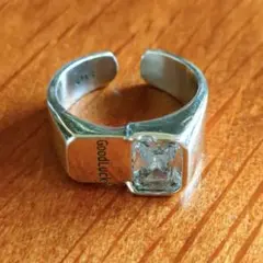 【限定セール】GoodLuck インゴットリング クリスタル シルバーカラー