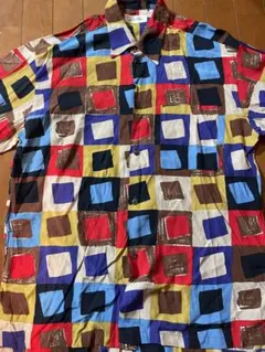 レトロ　日本製レーヨン長袖シャツ